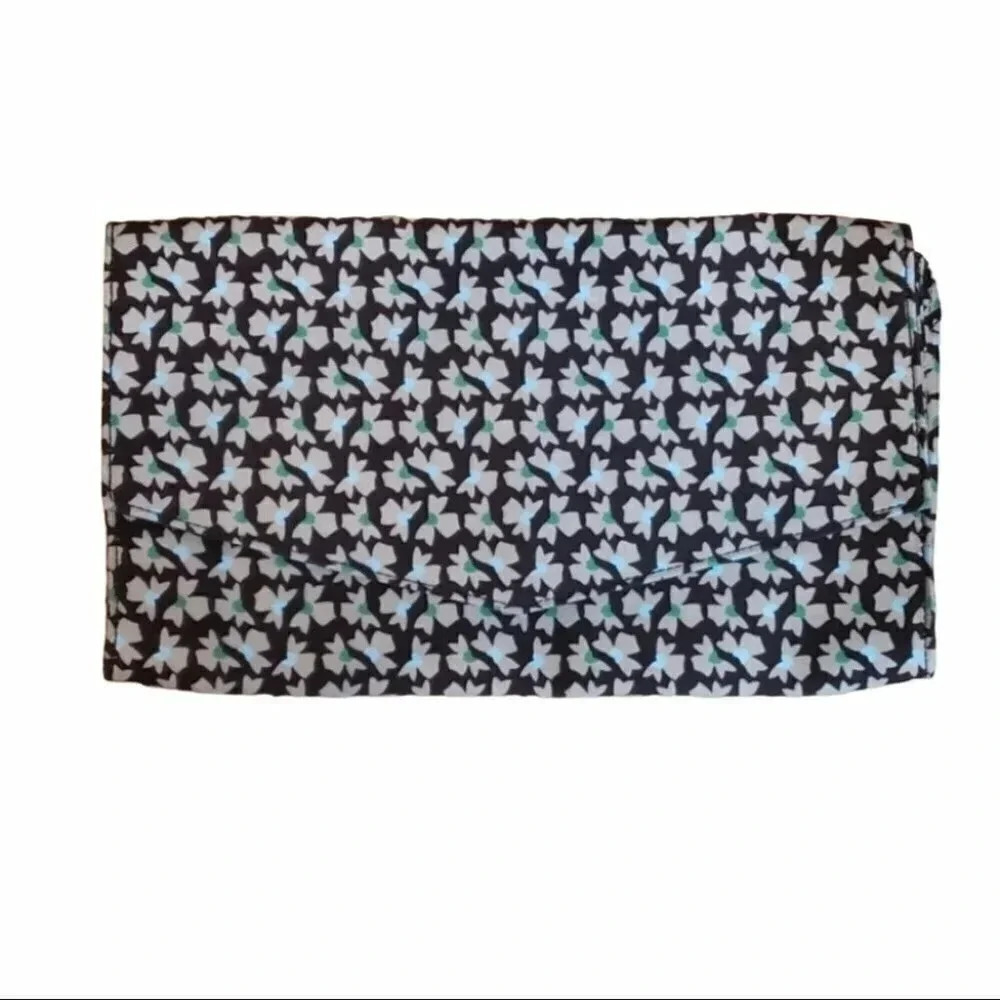 Old Navy Clutch One Size Brown Floral Envelope Magnetic Snap Canvas Handbag